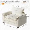 image:imageVINGLI 87 Convertible Sectional SofaLShape Deep Seat Sofa Couch for Living RoomModern Chenille 2 Seat Loveseat Sofa with Ottoman for Small SpaceBlack 87Chenille Cream