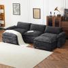 image:imageVINGLI 87 Convertible Sectional SofaLShape Deep Seat Sofa Couch for Living RoomModern Chenille 2 Seat Loveseat Sofa with Ottoman for Small SpaceBlack 87Chenille Black