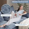 image:imageVINGLI 87 Convertible Sectional SofaLShape Deep Seat Sofa Couch for Living RoomModern Chenille 2 Seat Loveseat Sofa with Ottoman for Small SpaceBlack 87Chenille Navy Blue