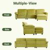 image:imageVINGLI 87 Convertible Sectional SofaLShape Deep Seat Sofa Couch for Living RoomModern Chenille 2 Seat Loveseat Sofa with Ottoman for Small SpaceBlack 87Corduroy Olive Green