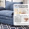 image:imageVINGLI 87 Convertible Sectional SofaLShape Deep Seat Sofa Couch for Living RoomModern Chenille 2 Seat Loveseat Sofa with Ottoman for Small SpaceBlack 87Chenille Navy Blue