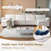 image:imageVINGLI 87 Convertible Sectional SofaLShape Deep Seat Sofa Couch for Living RoomModern Chenille 2 Seat Loveseat Sofa with Ottoman for Small SpaceBlack 87Teddy White