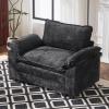 image:imageVINGLI 87 Convertible Sectional SofaLShape Deep Seat Sofa Couch for Living RoomModern Chenille 2 Seat Loveseat Sofa with Ottoman for Small SpaceBlack 87Chenille Black