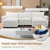 image:imageVINGLI 87 Convertible Sectional SofaLShape Deep Seat Sofa Couch for Living RoomModern Chenille 2 Seat Loveseat Sofa with Ottoman for Small SpaceBlack 87Chenille Cream