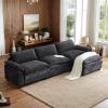 image:imageVINGLI 87 Convertible Sectional SofaLShape Deep Seat Sofa Couch for Living RoomModern Chenille 2 Seat Loveseat Sofa with Ottoman for Small SpaceBlack 87Chenille Black
