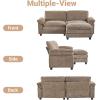image:imageVINGLI 87 Convertible Sectional SofaLShape Deep Seat Sofa Couch for Living RoomModern Chenille 2 Seat Loveseat Sofa with Ottoman for Small SpaceBlack 87Chenille Light Brown