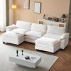 image:imageVINGLI 87 Convertible Sectional SofaLShape Deep Seat Sofa Couch for Living RoomModern Chenille 2 Seat Loveseat Sofa with Ottoman for Small SpaceBlack 87Teddy White