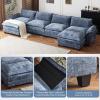 image:imageVINGLI 87 Convertible Sectional SofaLShape Deep Seat Sofa Couch for Living RoomModern Chenille 2 Seat Loveseat Sofa with Ottoman for Small SpaceBlack 87Chenille Navy Blue