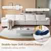 image:imageVINGLI 87 Convertible Sectional SofaLShape Deep Seat Sofa Couch for Living RoomModern Chenille 2 Seat Loveseat Sofa with Ottoman for Small SpaceBlack 87Teddy White