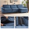 image:imageVINGLI 87 Convertible Sectional SofaLShape Deep Seat Sofa Couch for Living RoomModern Chenille 2 Seat Loveseat Sofa with Ottoman for Small SpaceBlack 87Linen Blue