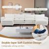 image:imageVINGLI 87 Convertible Sectional SofaLShape Deep Seat Sofa Couch for Living RoomModern Chenille 2 Seat Loveseat Sofa with Ottoman for Small SpaceBlack 87Chenille Cream