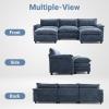 image:imageVINGLI 87 Convertible Sectional SofaLShape Deep Seat Sofa Couch for Living RoomModern Chenille 2 Seat Loveseat Sofa with Ottoman for Small SpaceBlack 87Chenille Navy Blue