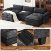 image:imageVINGLI 87 Convertible Sectional SofaLShape Deep Seat Sofa Couch for Living RoomModern Chenille 2 Seat Loveseat Sofa with Ottoman for Small SpaceBlack 87Chenille Black