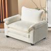 image:imageVINGLI 87 Convertible Sectional SofaLShape Deep Seat Sofa Couch for Living RoomModern Chenille 2 Seat Loveseat Sofa with Ottoman for Small SpaceBlack 87Chenille Cream