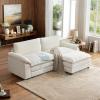 image:imageVINGLI 87 Convertible Sectional SofaLShape Deep Seat Sofa Couch for Living RoomModern Chenille 2 Seat Loveseat Sofa with Ottoman for Small SpaceBlack 87Chenille Cream