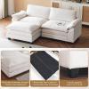 image:imageVINGLI 87 Convertible Sectional SofaLShape Deep Seat Sofa Couch for Living RoomModern Chenille 2 Seat Loveseat Sofa with Ottoman for Small SpaceBlack 87Teddy White