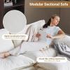 image:imageVINGLI 87 Convertible Sectional SofaLShape Deep Seat Sofa Couch for Living RoomModern Chenille 2 Seat Loveseat Sofa with Ottoman for Small SpaceBlack 87Teddy White