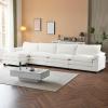 image:imageVINGLI 87 Convertible Sectional SofaLShape Deep Seat Sofa Couch for Living RoomModern Chenille 2 Seat Loveseat Sofa with Ottoman for Small SpaceBlack 87Chenille Cream