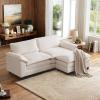 image:imageVINGLI 87 Convertible Sectional SofaLShape Deep Seat Sofa Couch for Living RoomModern Chenille 2 Seat Loveseat Sofa with Ottoman for Small SpaceBlack 87Teddy White