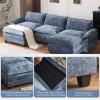 image:imageVINGLI 87 Convertible Sectional SofaLShape Deep Seat Sofa Couch for Living RoomModern Chenille 2 Seat Loveseat Sofa with Ottoman for Small SpaceBlack 87Chenille Navy Blue