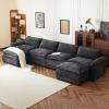 image:imageVINGLI 87 Convertible Sectional SofaLShape Deep Seat Sofa Couch for Living RoomModern Chenille 2 Seat Loveseat Sofa with Ottoman for Small SpaceBlack 87Chenille Black