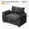image:imageVINGLI 87 Convertible Sectional SofaLShape Deep Seat Sofa Couch for Living RoomModern Chenille 2 Seat Loveseat Sofa with Ottoman for Small SpaceBlack 87Chenille Black