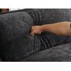 image:imageVINGLI 87 Convertible Sectional SofaLShape Deep Seat Sofa Couch for Living RoomModern Chenille 2 Seat Loveseat Sofa with Ottoman for Small SpaceBlack 87Chenille Black