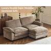 image:imageVINGLI 87 Convertible Sectional SofaLShape Deep Seat Sofa Couch for Living RoomModern Chenille 2 Seat Loveseat Sofa with Ottoman for Small SpaceBlack 87Chenille Light Brown
