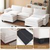 image:imageVINGLI 87 Convertible Sectional SofaLShape Deep Seat Sofa Couch for Living RoomModern Chenille 2 Seat Loveseat Sofa with Ottoman for Small SpaceBlack 87Teddy White