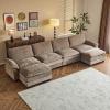image:imageVINGLI 87 Convertible Sectional SofaLShape Deep Seat Sofa Couch for Living RoomModern Chenille 2 Seat Loveseat Sofa with Ottoman for Small SpaceBlack 87Chenille Light Brown