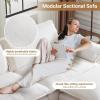 image:imageVINGLI 87 Convertible Sectional SofaLShape Deep Seat Sofa Couch for Living RoomModern Chenille 2 Seat Loveseat Sofa with Ottoman for Small SpaceBlack 87Teddy White