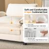 image:imageVINGLI 87 Convertible Sectional SofaLShape Deep Seat Sofa Couch for Living RoomModern Chenille 2 Seat Loveseat Sofa with Ottoman for Small SpaceBlack 87Teddy White