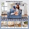 image:imageVINGLI 87 Convertible Sectional SofaLShape Deep Seat Sofa Couch for Living RoomModern Chenille 2 Seat Loveseat Sofa with Ottoman for Small SpaceBlack 87Chenille Navy Blue