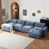 image:imageVINGLI 87 Convertible Sectional SofaLShape Deep Seat Sofa Couch for Living RoomModern Chenille 2 Seat Loveseat Sofa with Ottoman for Small SpaceBlack 87Chenille Navy Blue