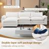 image:imageVINGLI 87 Convertible Sectional SofaLShape Deep Seat Sofa Couch for Living RoomModern Chenille 2 Seat Loveseat Sofa with Ottoman for Small SpaceBlack 87Teddy White