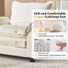 image:imageVINGLI 87 Convertible Sectional SofaLShape Deep Seat Sofa Couch for Living RoomModern Chenille 2 Seat Loveseat Sofa with Ottoman for Small SpaceBlack 87Chenille Cream