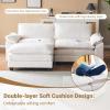 image:imageVINGLI 87 Convertible Sectional SofaLShape Deep Seat Sofa Couch for Living RoomModern Chenille 2 Seat Loveseat Sofa with Ottoman for Small SpaceBlack 87Teddy White