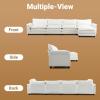 image:imageVINGLI 87 Convertible Sectional SofaLShape Deep Seat Sofa Couch for Living RoomModern Chenille 2 Seat Loveseat Sofa with Ottoman for Small SpaceBlack 87Chenille Cream