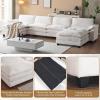 image:imageVINGLI 87 Convertible Sectional SofaLShape Deep Seat Sofa Couch for Living RoomModern Chenille 2 Seat Loveseat Sofa with Ottoman for Small SpaceBlack 87Teddy White