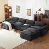 image:imageVINGLI 87 Convertible Sectional SofaLShape Deep Seat Sofa Couch for Living RoomModern Chenille 2 Seat Loveseat Sofa with Ottoman for Small SpaceBlack 87Chenille Black