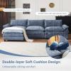 image:imageVINGLI 87 Convertible Sectional SofaLShape Deep Seat Sofa Couch for Living RoomModern Chenille 2 Seat Loveseat Sofa with Ottoman for Small SpaceBlack 87Chenille Navy Blue