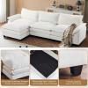image:imageVINGLI 87 Convertible Sectional SofaLShape Deep Seat Sofa Couch for Living RoomModern Chenille 2 Seat Loveseat Sofa with Ottoman for Small SpaceBlack 87Chenille Cream