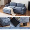 image:imageVINGLI 87 Convertible Sectional SofaLShape Deep Seat Sofa Couch for Living RoomModern Chenille 2 Seat Loveseat Sofa with Ottoman for Small SpaceBlack 87Chenille Navy Blue