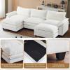 image:imageVINGLI 87 Convertible Sectional SofaLShape Deep Seat Sofa Couch for Living RoomModern Chenille 2 Seat Loveseat Sofa with Ottoman for Small SpaceBlack 87Chenille Cream