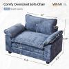 image:imageVINGLI 87 Convertible Sectional SofaLShape Deep Seat Sofa Couch for Living RoomModern Chenille 2 Seat Loveseat Sofa with Ottoman for Small SpaceBlack 87Chenille Navy Blue