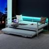 image:imageVINGLI Daybed with Trundle Twin Metal Trundle Bed Frame with Pop Up Trundle Day BedSofa Platform Bed with LED Lights and Charging StationPull Out Bed with Sturdy Steel Slats Support WhiteWhite