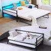 image:imageVINGLI Daybed with Trundle Twin Metal Trundle Bed Frame with Pop Up Trundle Day BedSofa Platform Bed with LED Lights and Charging StationPull Out Bed with Sturdy Steel Slats Support WhiteBlack