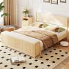 image:imageVINGLI Full Bed Frame with HeadboardFluted Wooden Platform Bed with Wingback Headboard amp Slat SupportUnder Bed StorageSolid WoodSturdy Support for BedroomBohoMidCentury Modern StyleBeigeBeige