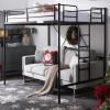image:imageVINGLI Queen Loft Bed with Flat Rungs for Adults Kids and Young Teens No Box Spring RequiredHeavy Duty Metal Slat Support BlackBlack