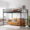 image:imageVINGLI Queen Loft Bed with Flat Rungs for Adults Kids and Young Teens No Box Spring RequiredHeavy Duty Metal Slat Support BlackBlack